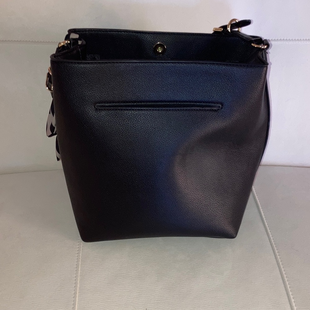 Anne Klein Black Shoulder Bag with Gold Accents - Picture 2 of 4